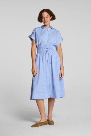 SPANX? Poplin Smocked Midi Shirt Dress | Aster/Classic White Stripe