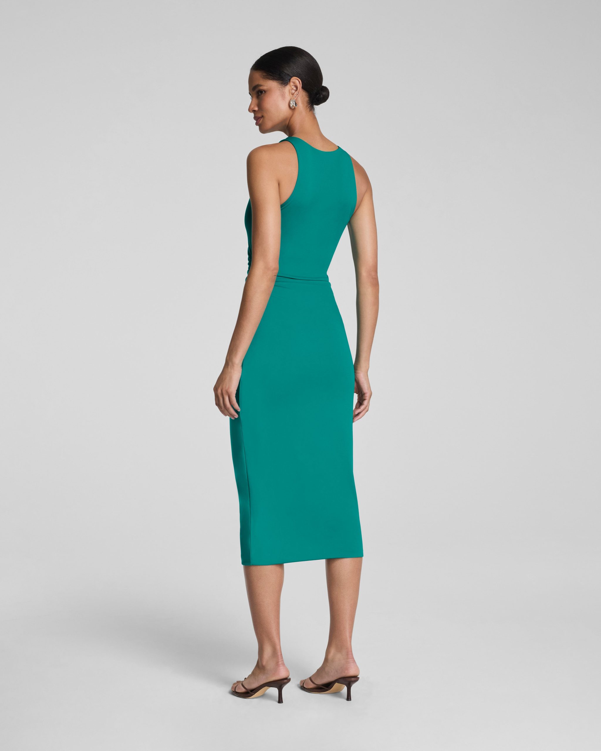 SPANXsmooth? Jersey High Neck Ruched Midi Dress | Jade - Image 2