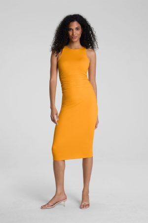 SPANXsmooth? Jersey High Neck Ruched Midi Dress | Marigold