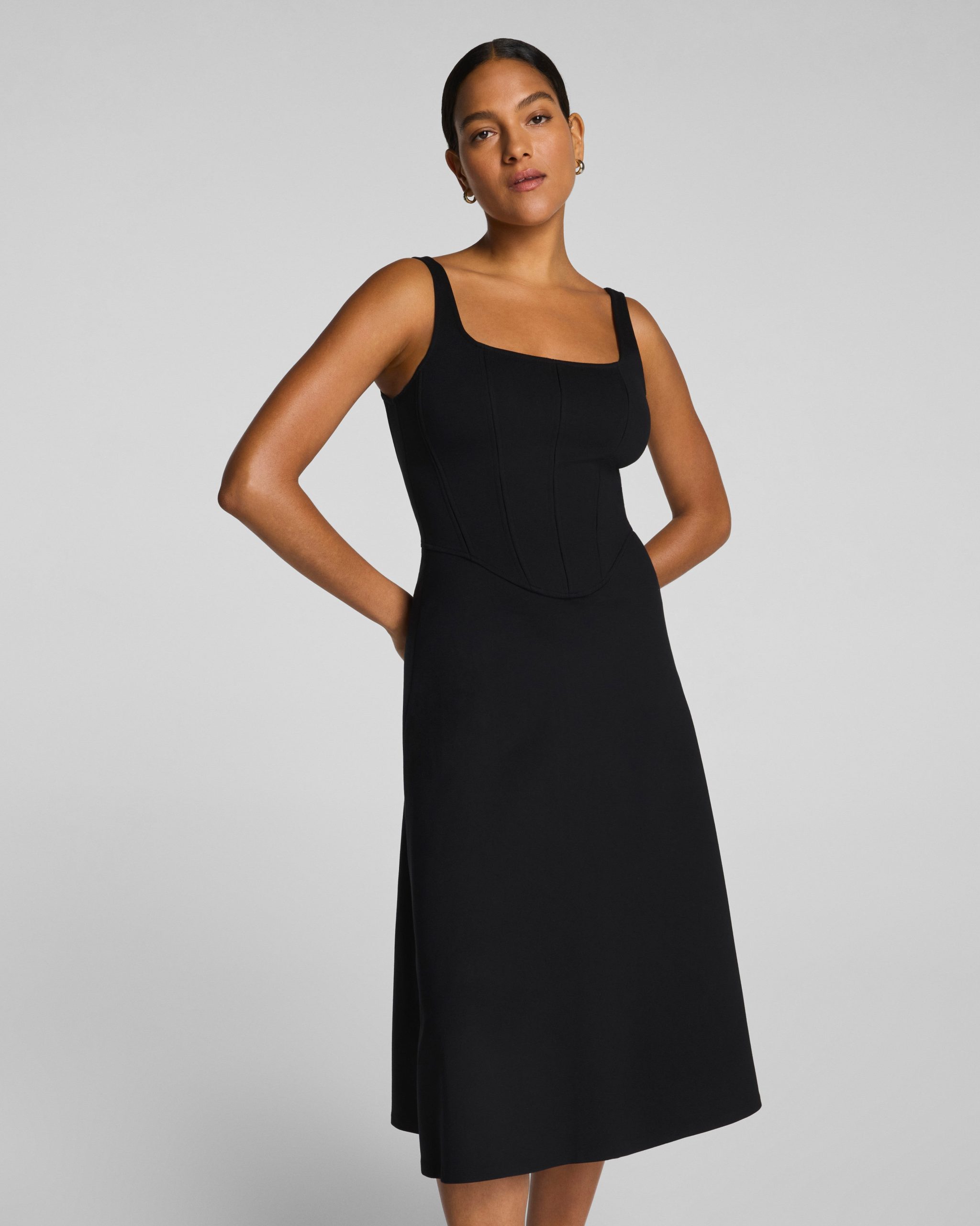 SPANXshape? Ponte Fit and Flare Midi Dress | Classic Black - Image 3