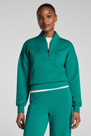 SPANX AirEssentials? Shawl Collar Half Zip | Jade