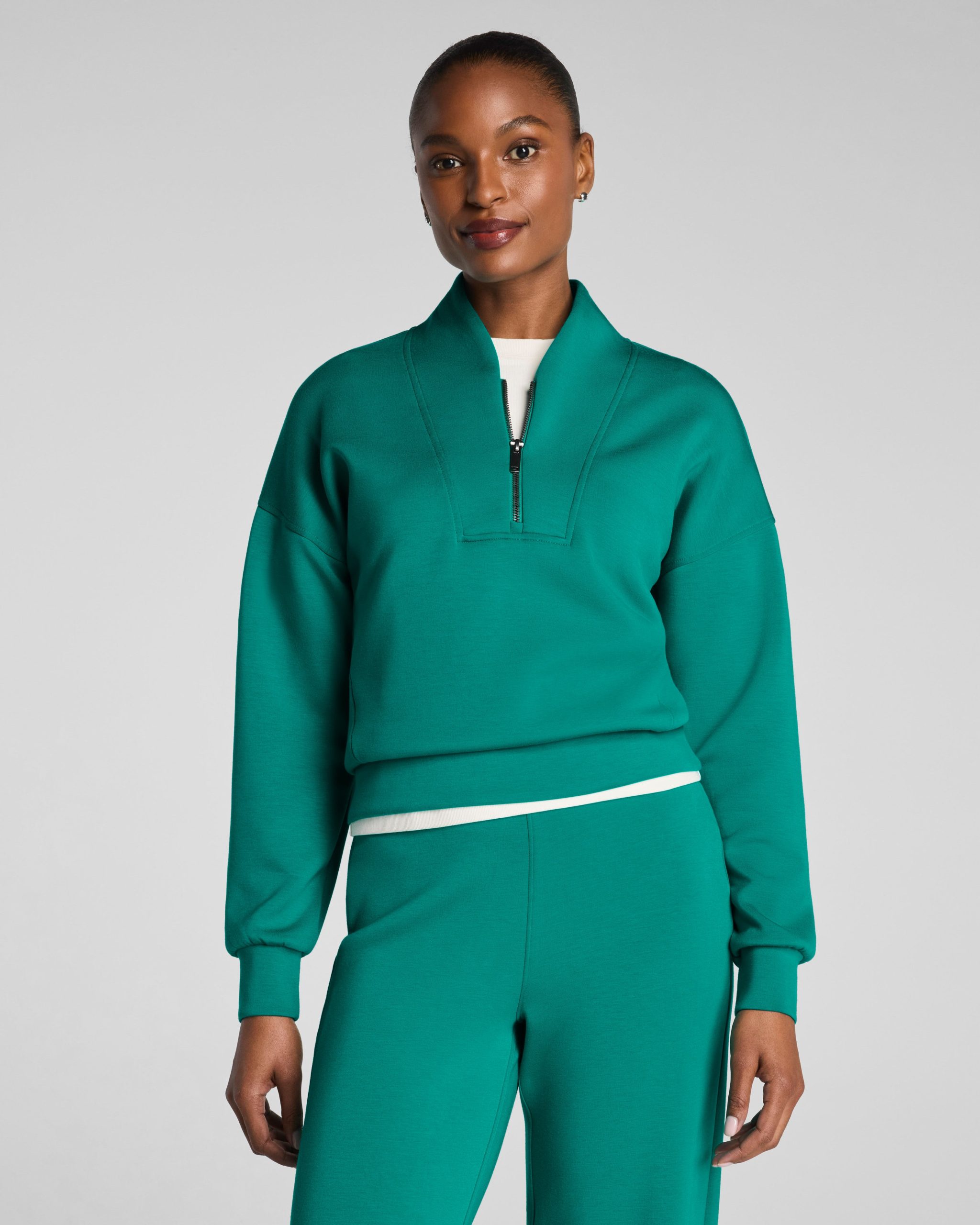 SPANX AirEssentials? Shawl Collar Half Zip | Jade