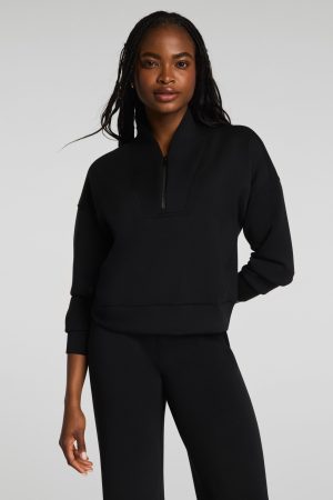 SPANX AirEssentials? Shawl Collar Half Zip | Very Black