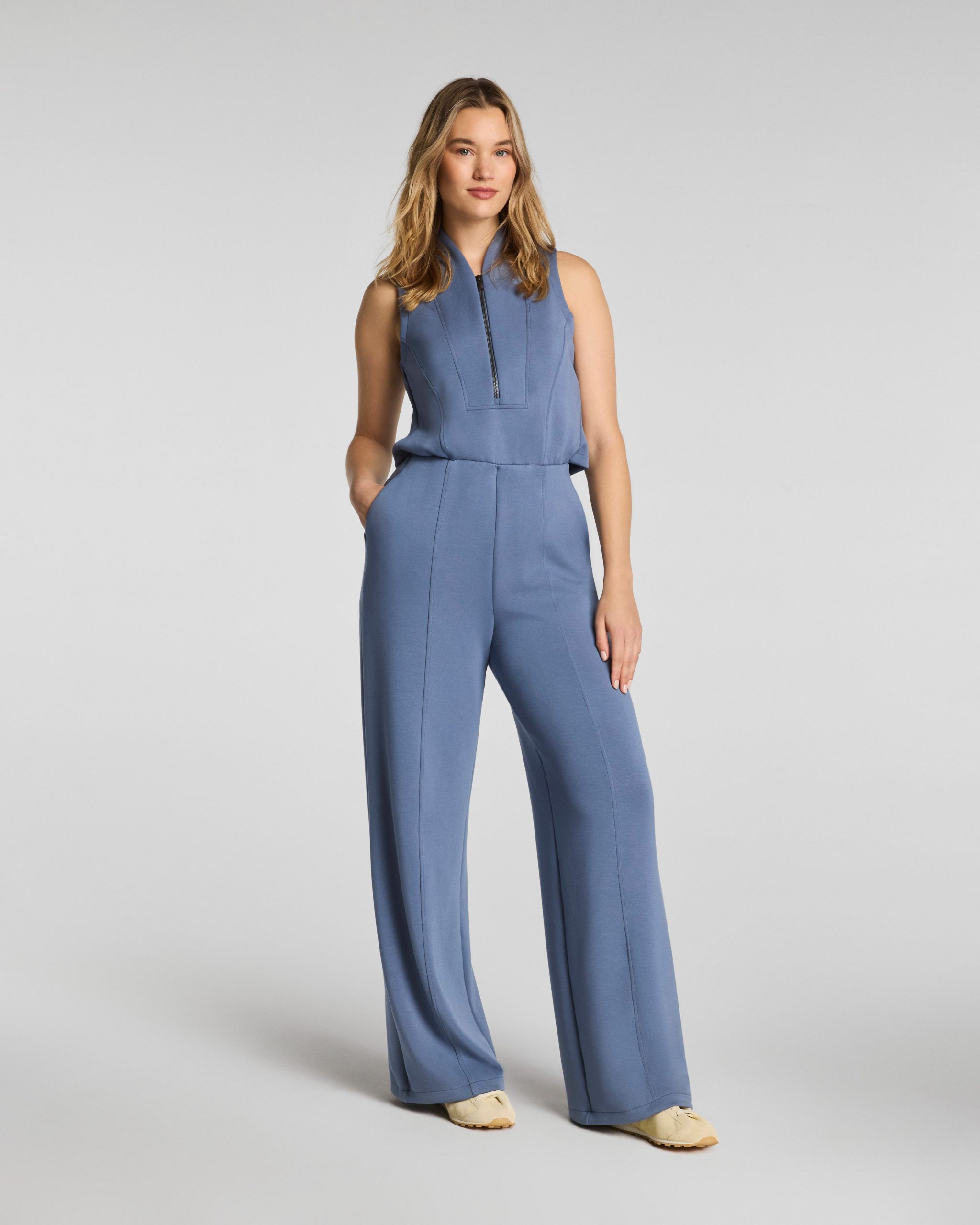 SPANX AirEssentials? Shawl Collar Half Zip Jumpsuit | Rain