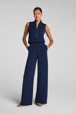 SPANX AirEssentials? Shawl Collar Half Zip Jumpsuit | Timeless Navy