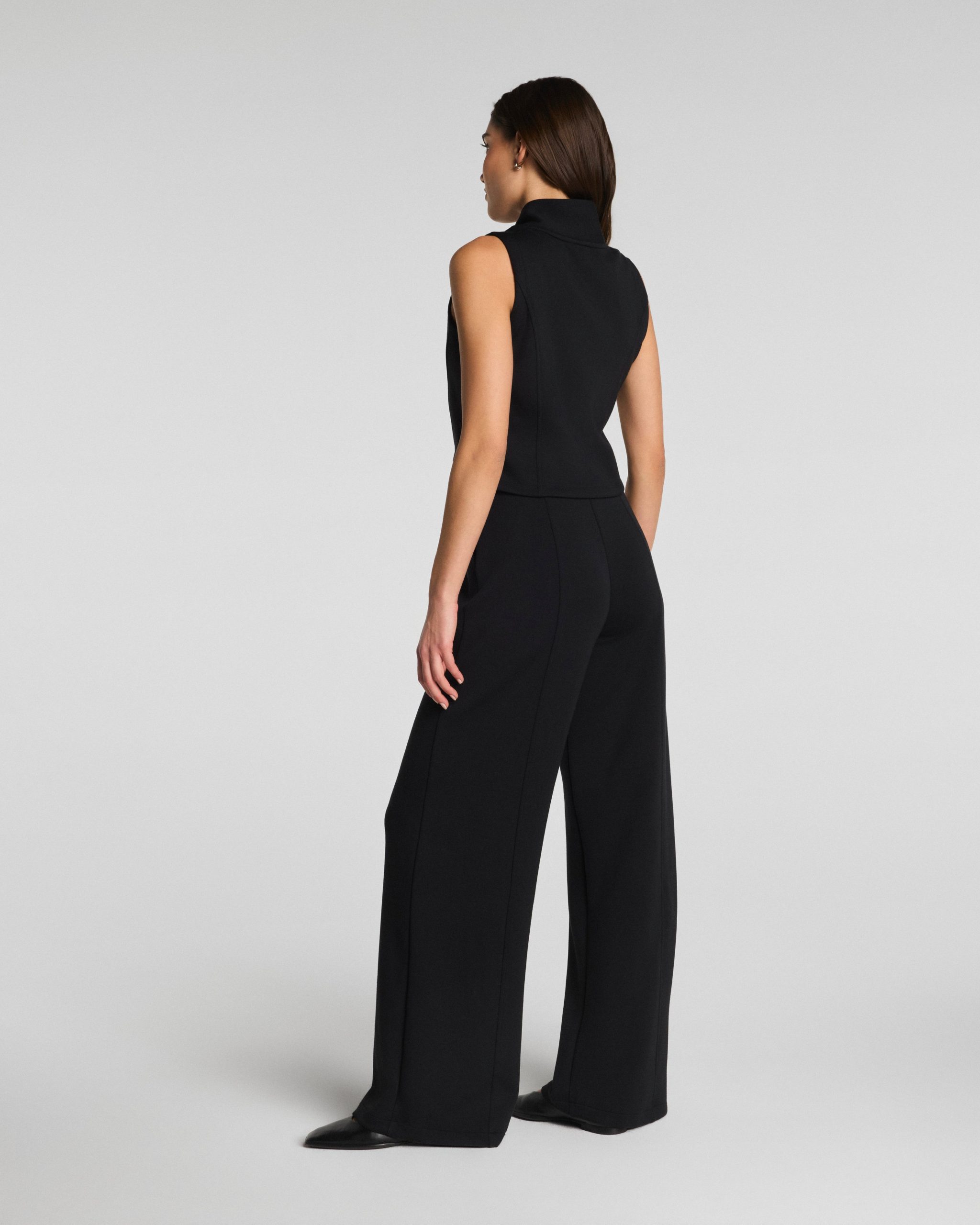 SPANX AirEssentials? Shawl Collar Half Zip Jumpsuit | Very Black - Image 4