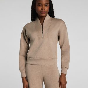 SPANX AirEssentials? Shawl Collar Half Zip | Dune Heather