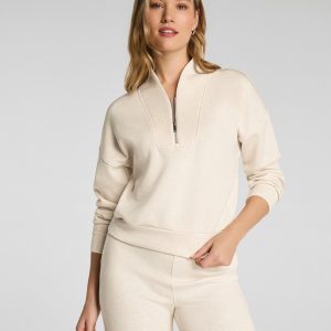 SPANX AirEssentials? Shawl Collar Half Zip | Oatmeal Heather