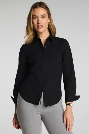 SPANX? Poplin No-Gape Tailored Button Down | Classic Black