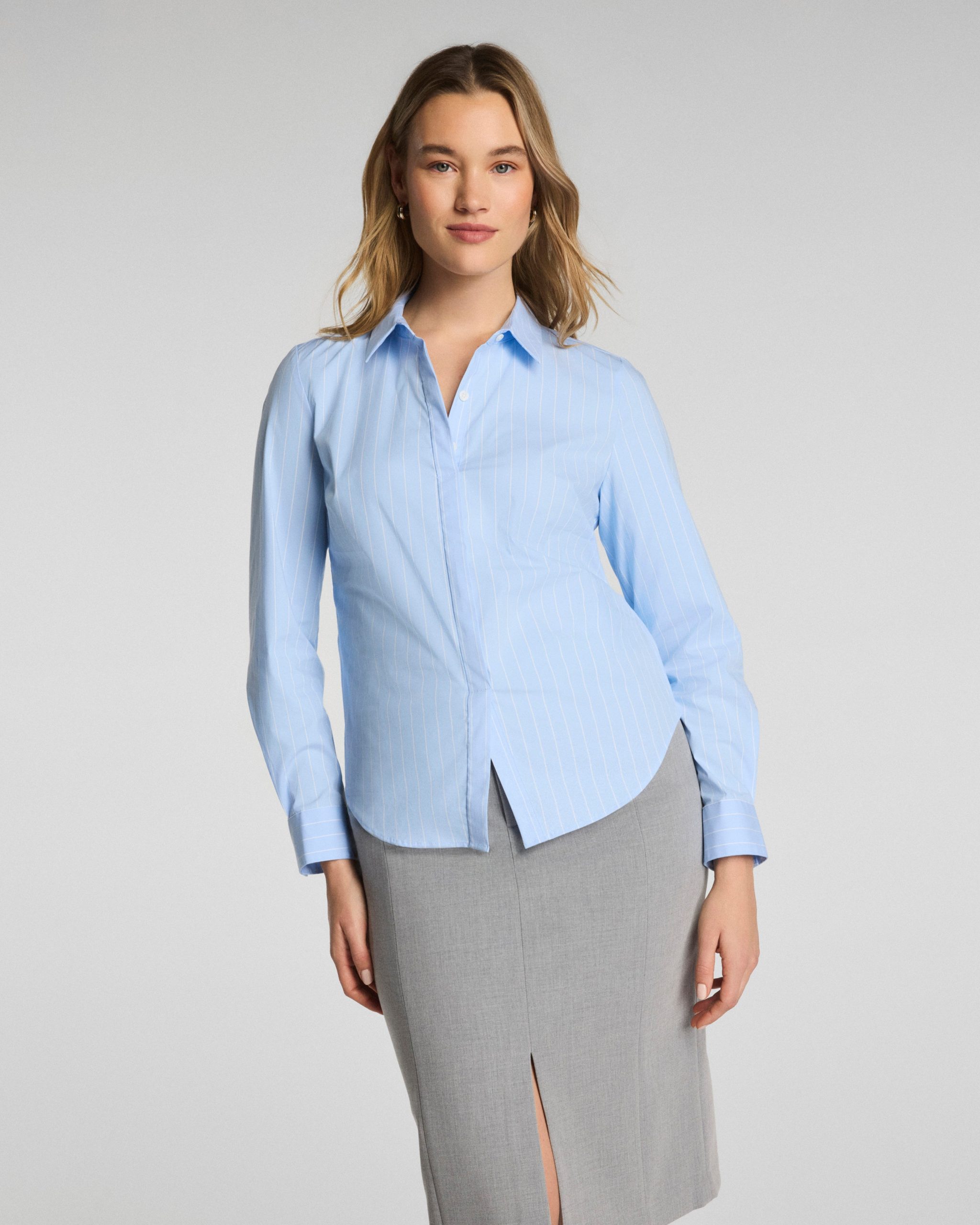 SPANX? Poplin No-Gape Tailored Button-Down | Peak/Classic White