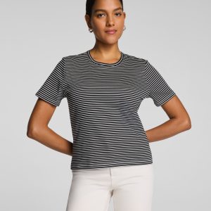 SPANX? Lightweight Cotton Crewneck Tee | Classic Black/Linen Stripe