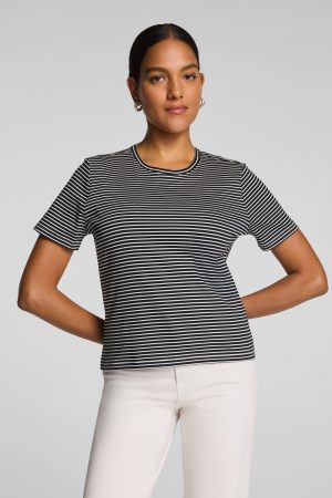 SPANX? Lightweight Cotton Crewneck Tee | Classic Black/Linen Stripe