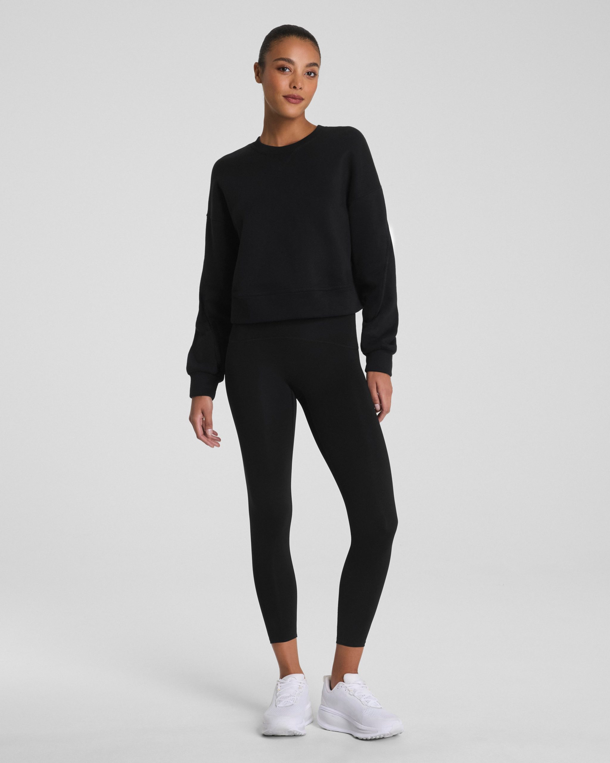 SPANX? BoostUp Cotton Fleece Crewneck | Very Black - Image 3