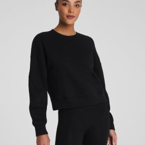 SPANX? BoostUp Cotton Fleece Crewneck | Very Black