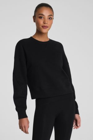SPANX? BoostUp Cotton Fleece Crewneck | Very Black