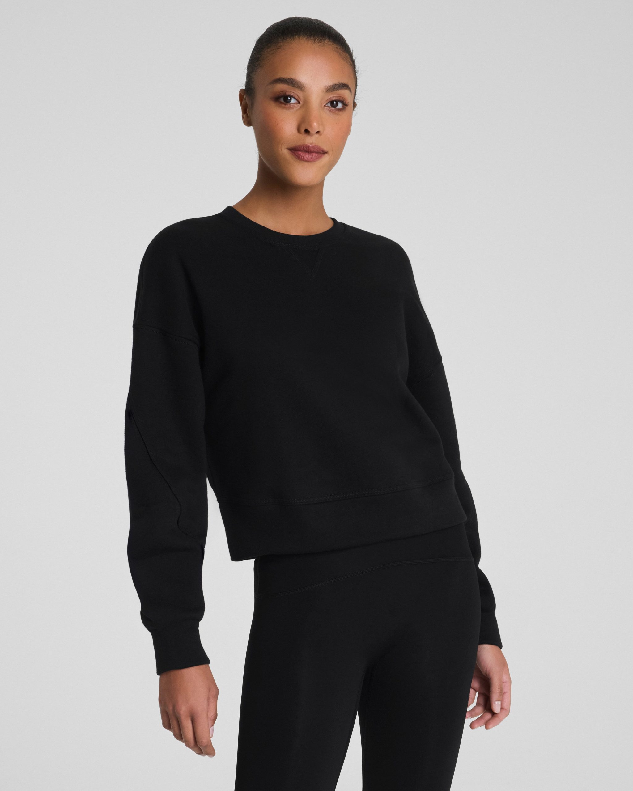 SPANX? BoostUp Cotton Fleece Crewneck | Very Black