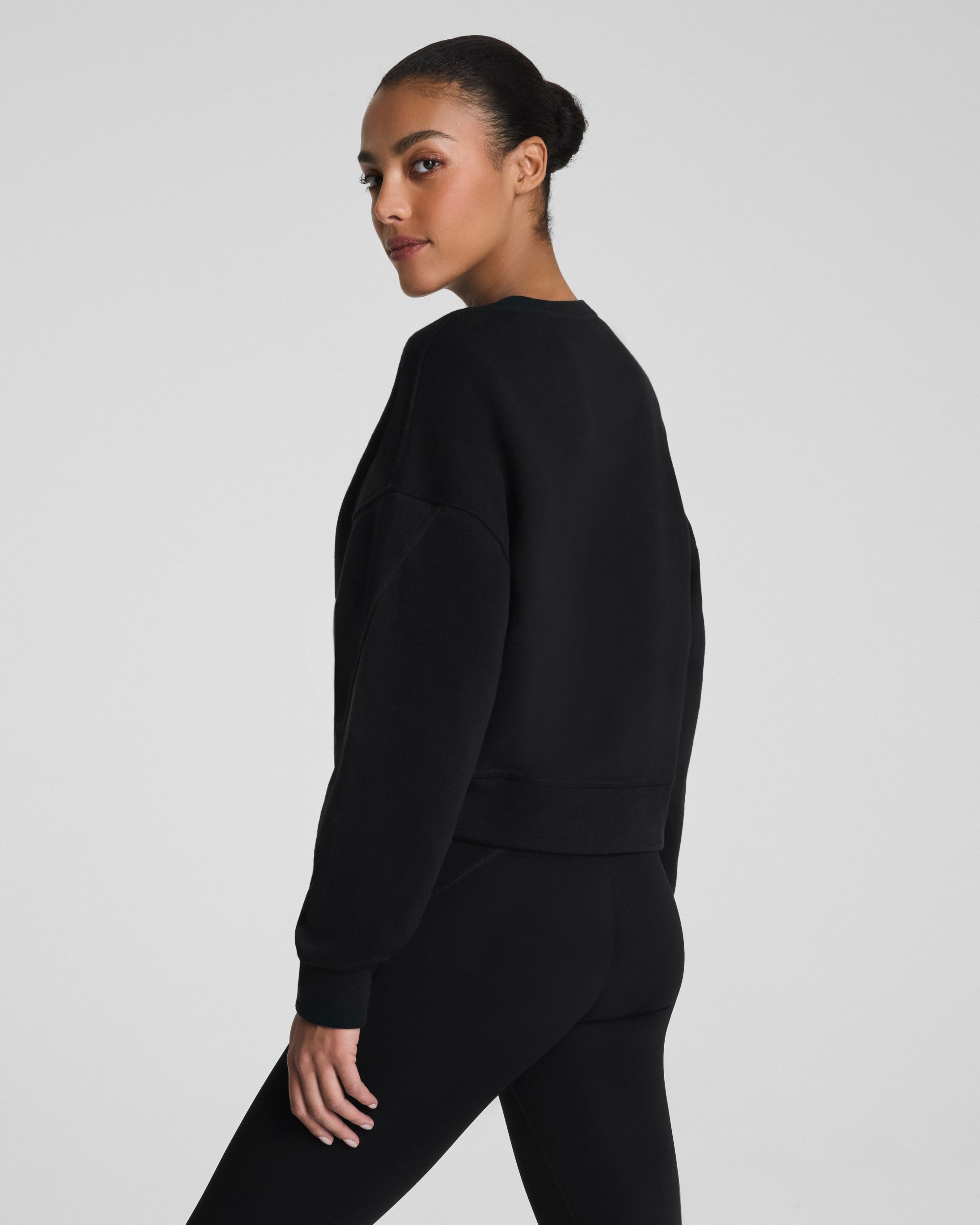 SPANX? BoostUp Cotton Fleece Crewneck | Very Black - Image 2