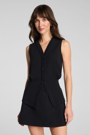 SPANX AirEssentials? French Rib Button-Down Vest | Very Black