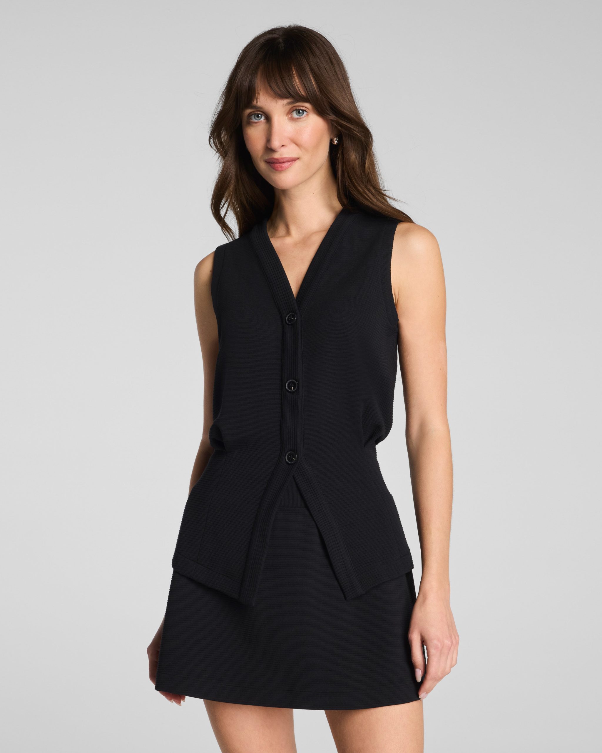 SPANX AirEssentials? French Rib Button-Down Vest | Very Black