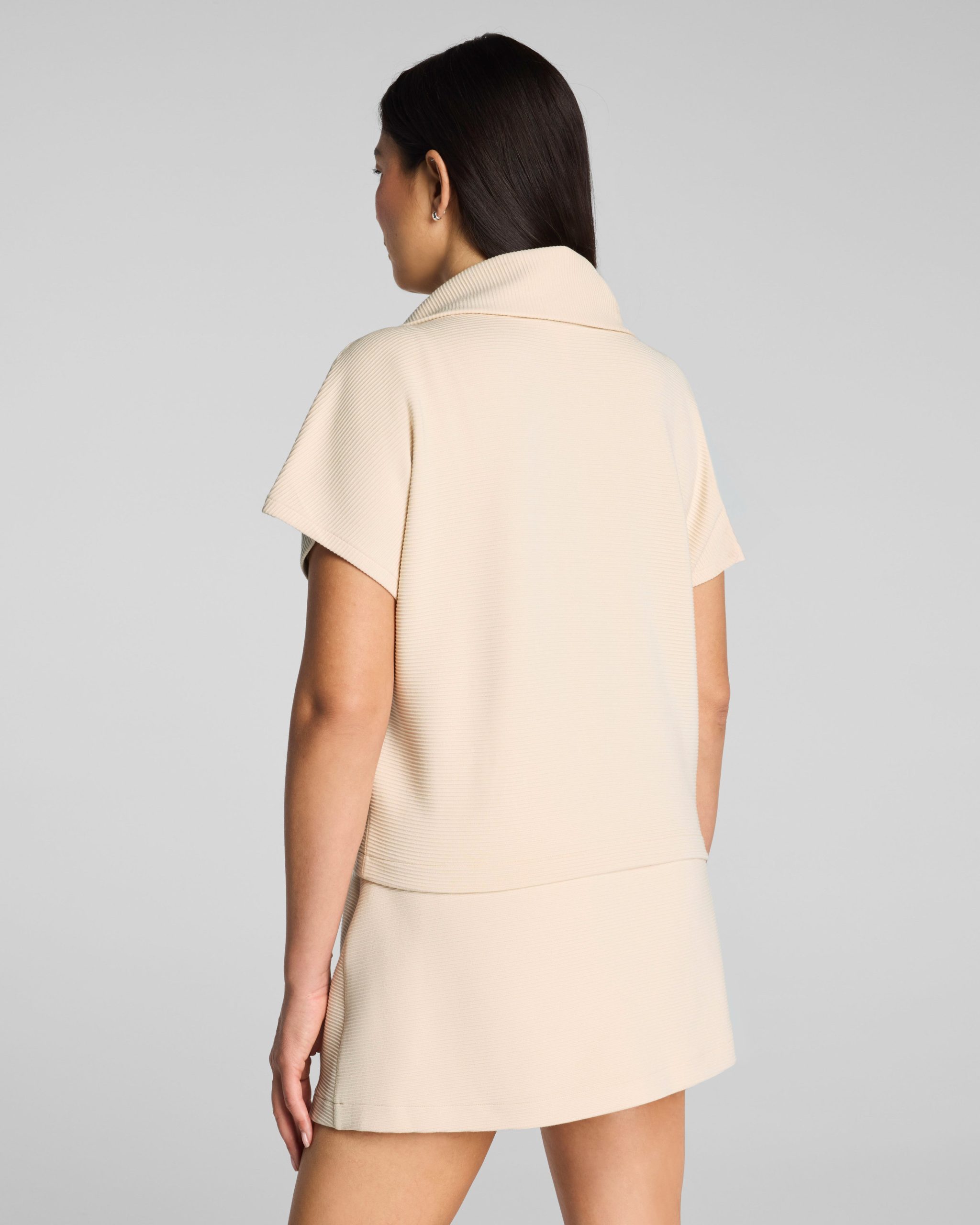 SPANX AirEssentials? French Rib Short Sleeve Half Zip | Toasted Coconut - Image 2