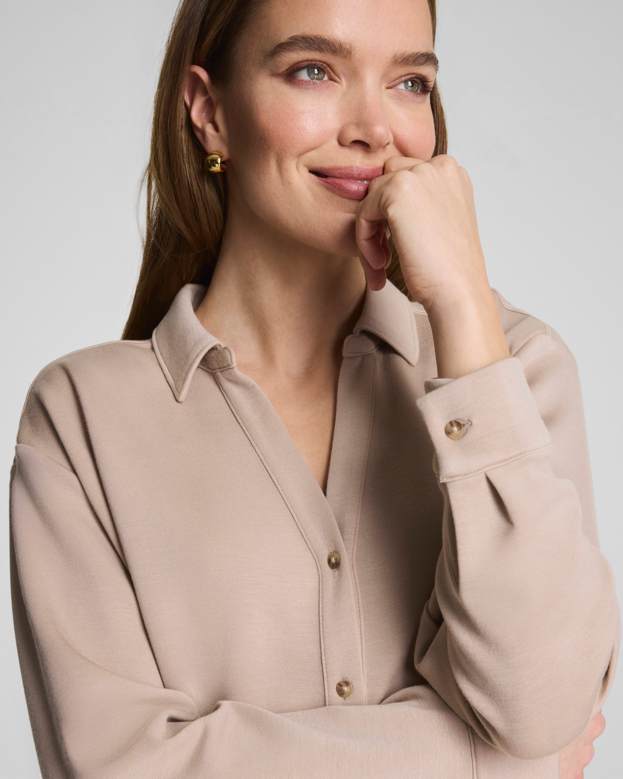 SPANX? AirEssentials? Oversized Button Down | Dune - Image 3