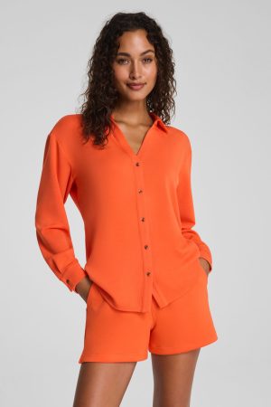 SPANX? AirEssentials? Oversized Button Down | Sunset Coral