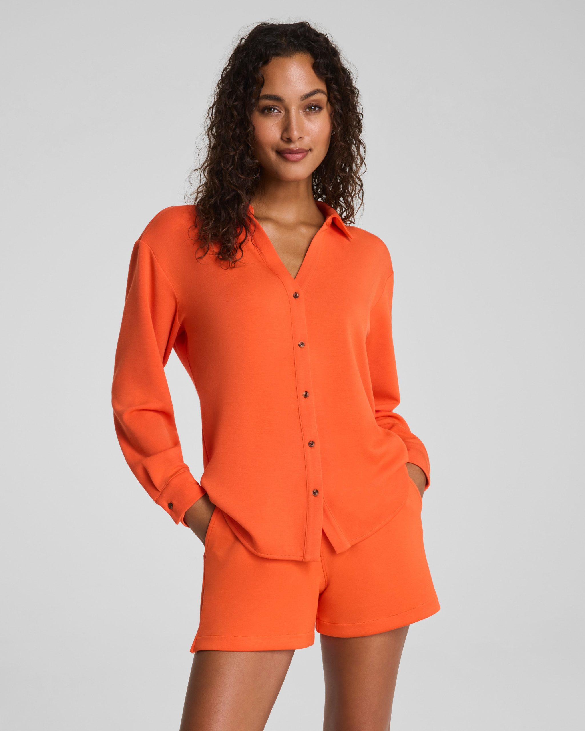 SPANX? AirEssentials? Oversized Button Down | Sunset Coral