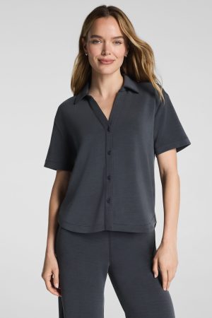 SPANX AirEssentials® Sandwashed Button-Down Shirt | Graphite