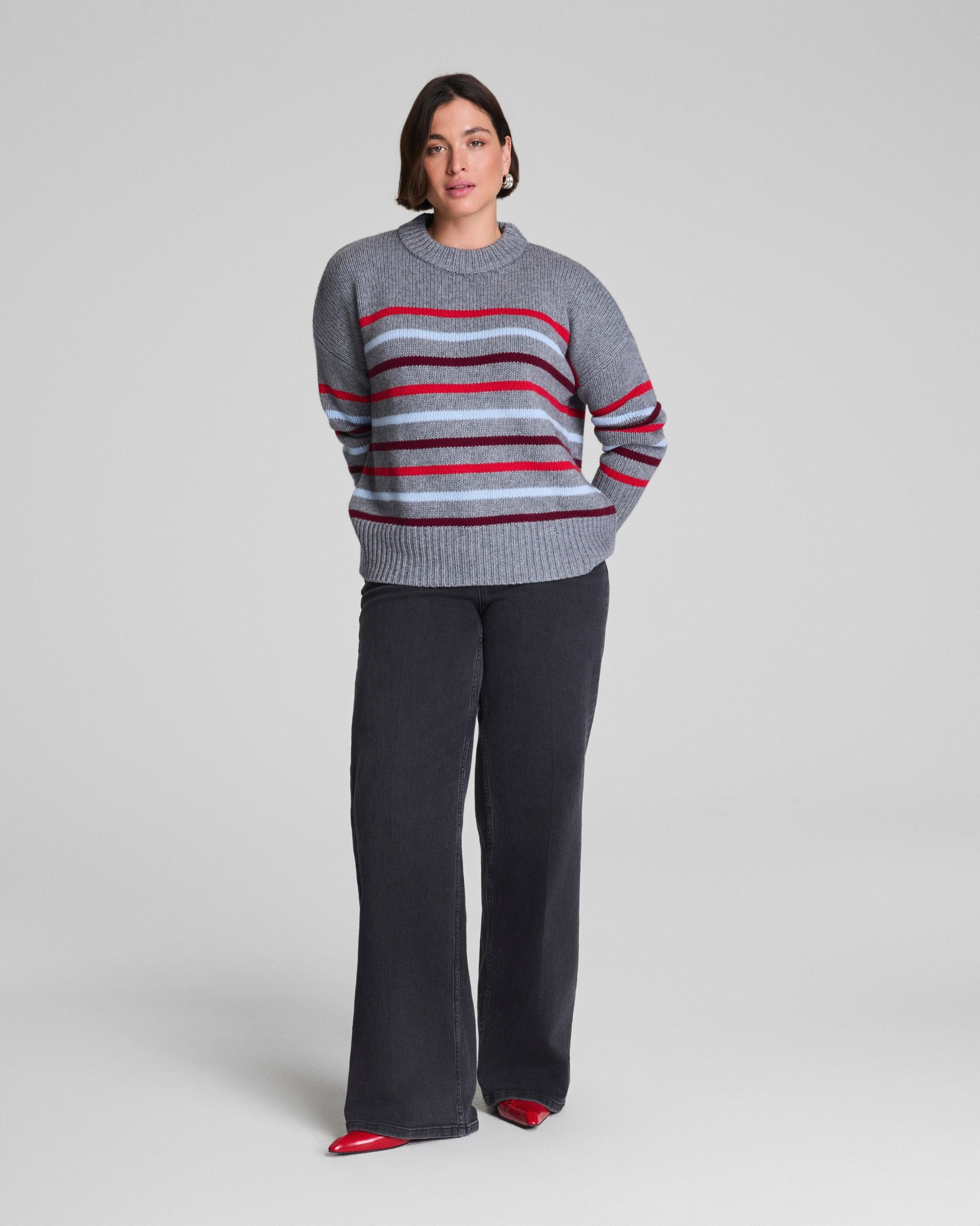La Ligne Marin Sweater | Gray/SPANX? Red/Light Blue/Cassis - Image 5