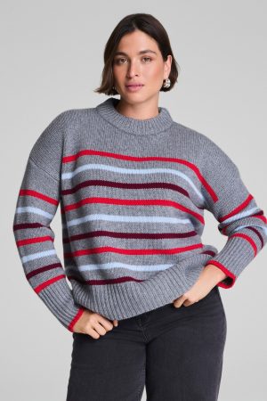 La Ligne Marin Sweater | Gray/SPANX? Red/Light Blue/Cassis