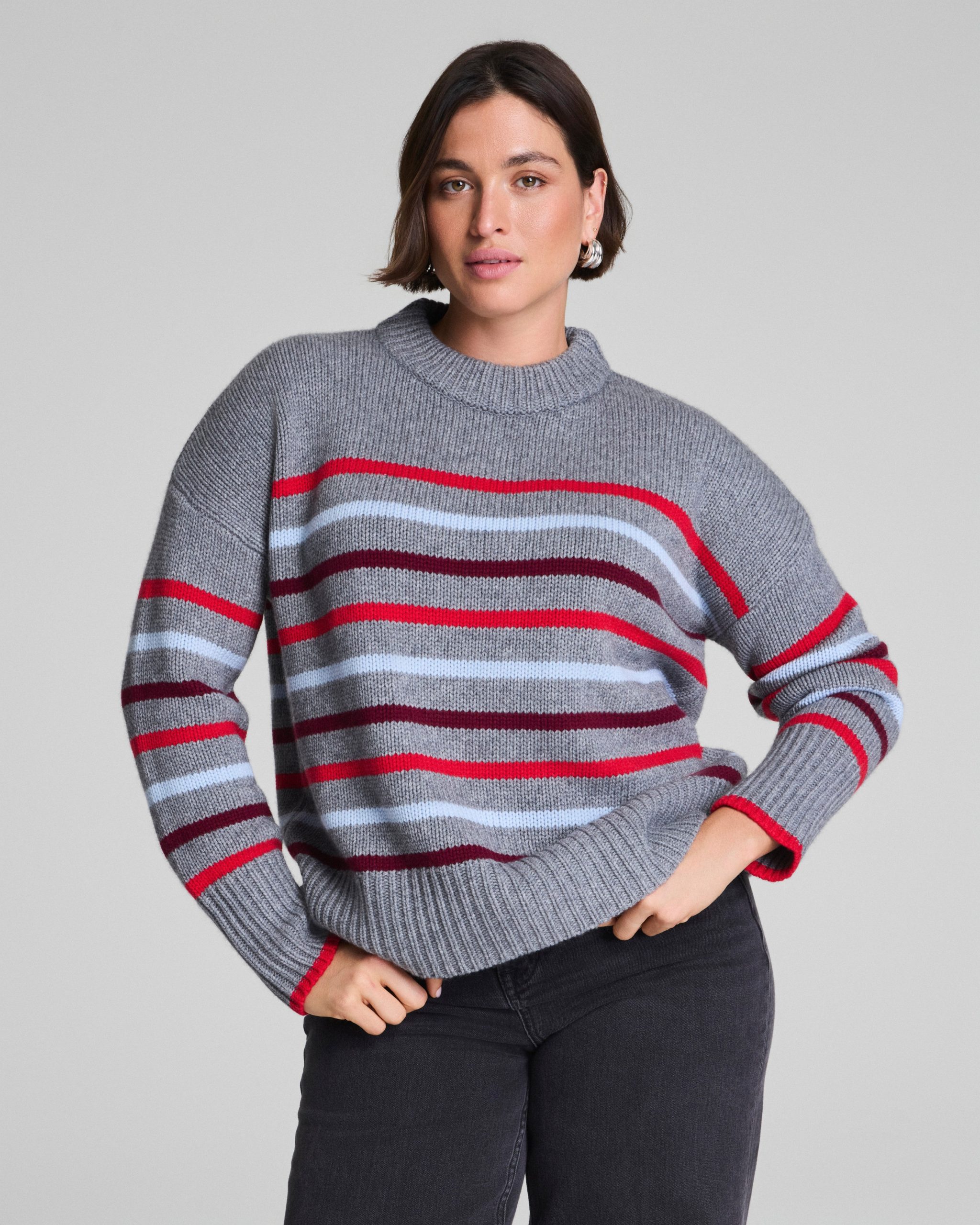 La Ligne Marin Sweater | Gray/SPANX? Red/Light Blue/Cassis