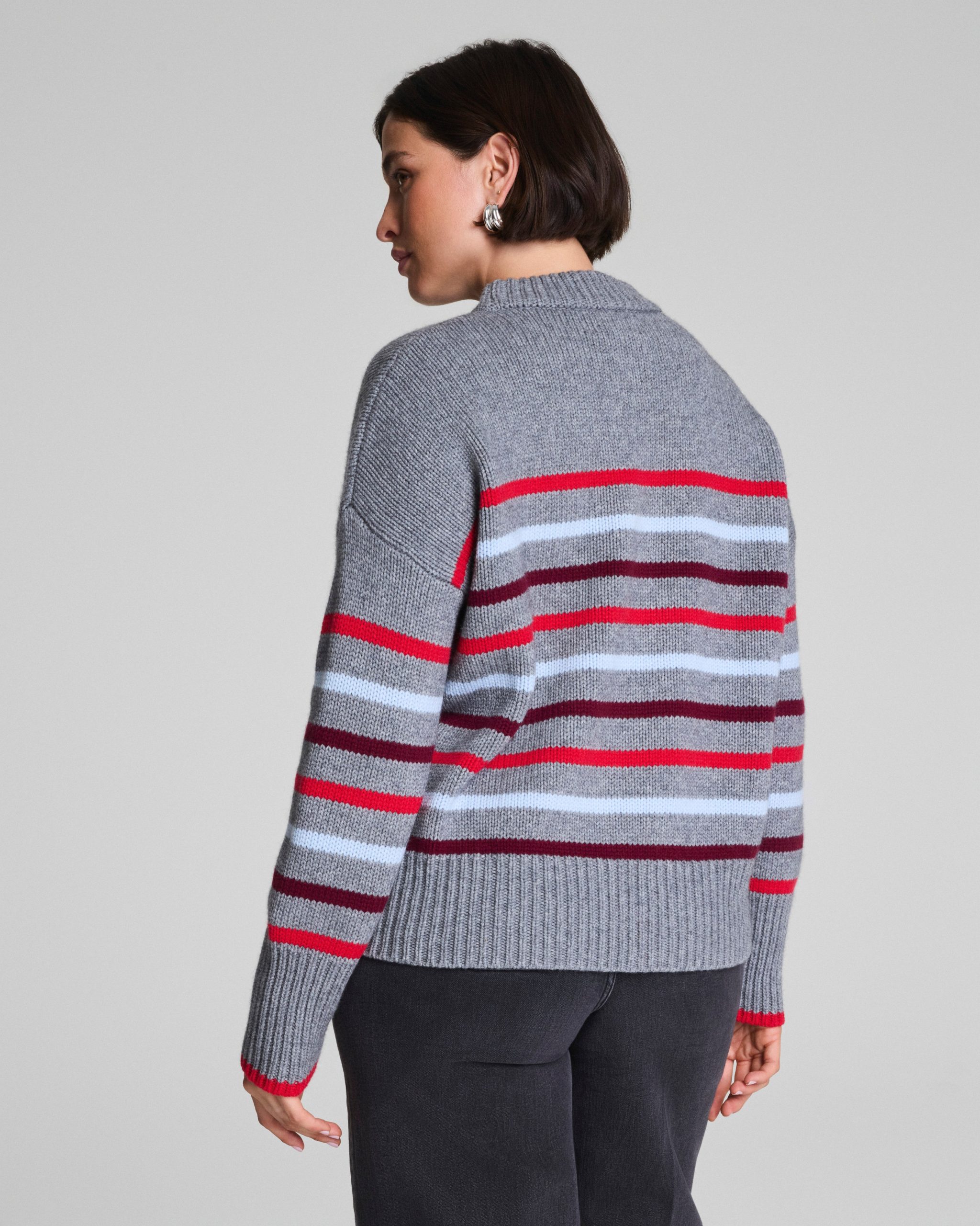 La Ligne Marin Sweater | Gray/SPANX? Red/Light Blue/Cassis - Image 2