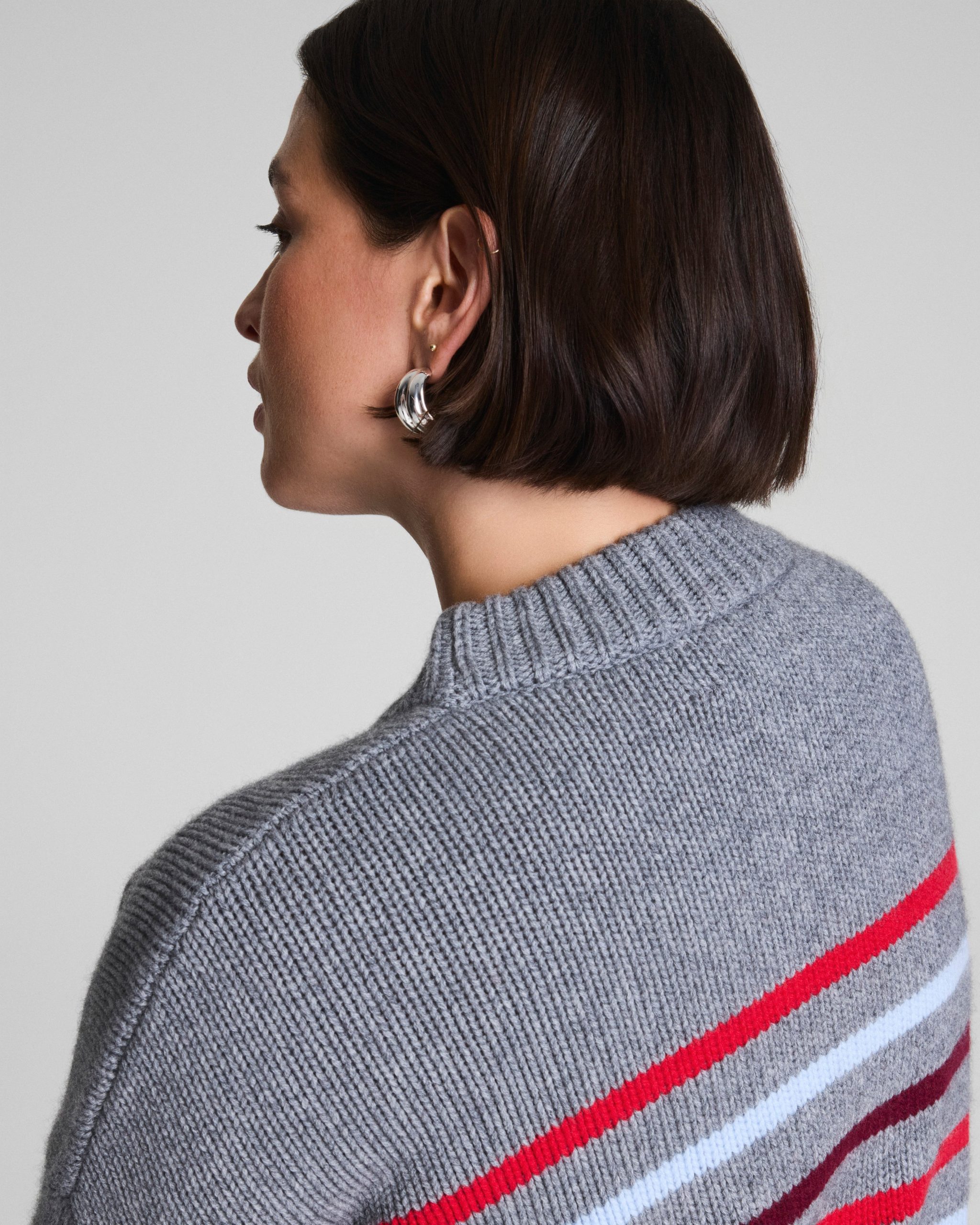 La Ligne Marin Sweater | Gray/SPANX? Red/Light Blue/Cassis - Image 4