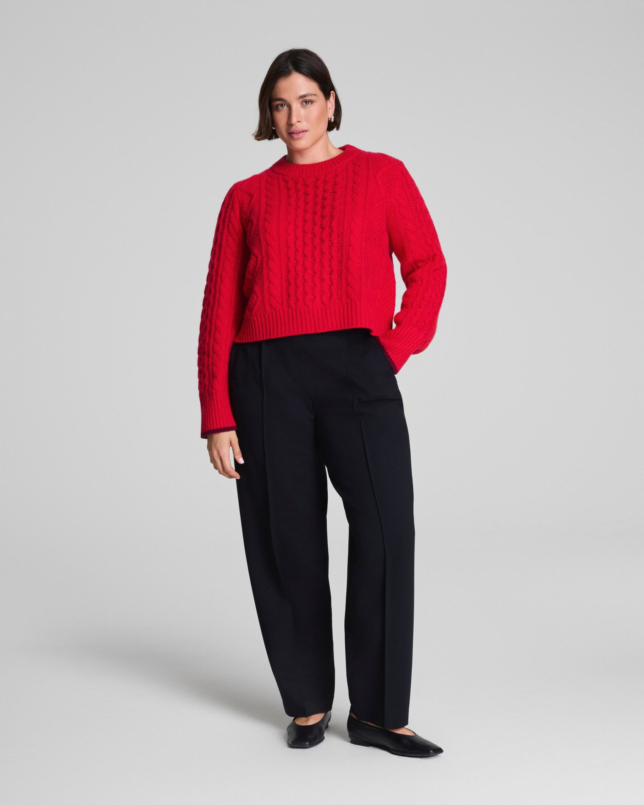 La Ligne Cropped Cable Marin Sweater | SPANX? Red - Image 5