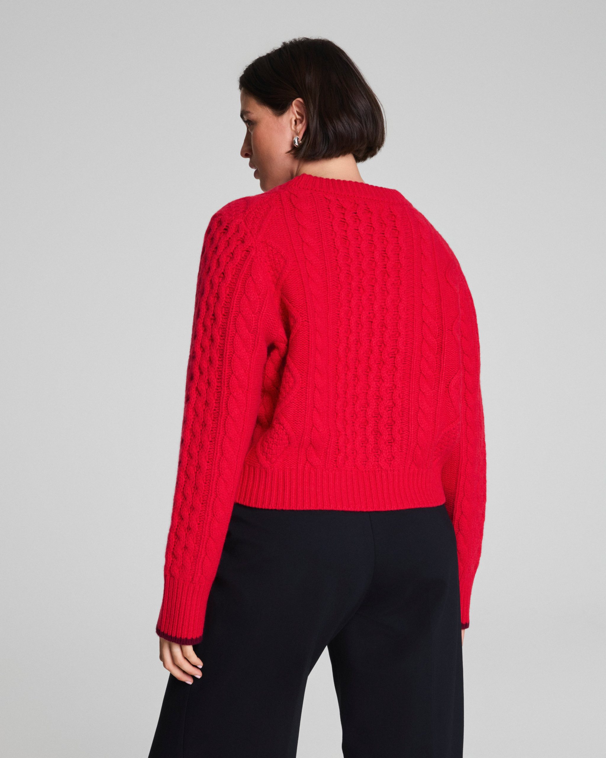 La Ligne Cropped Cable Marin Sweater | SPANX? Red - Image 2
