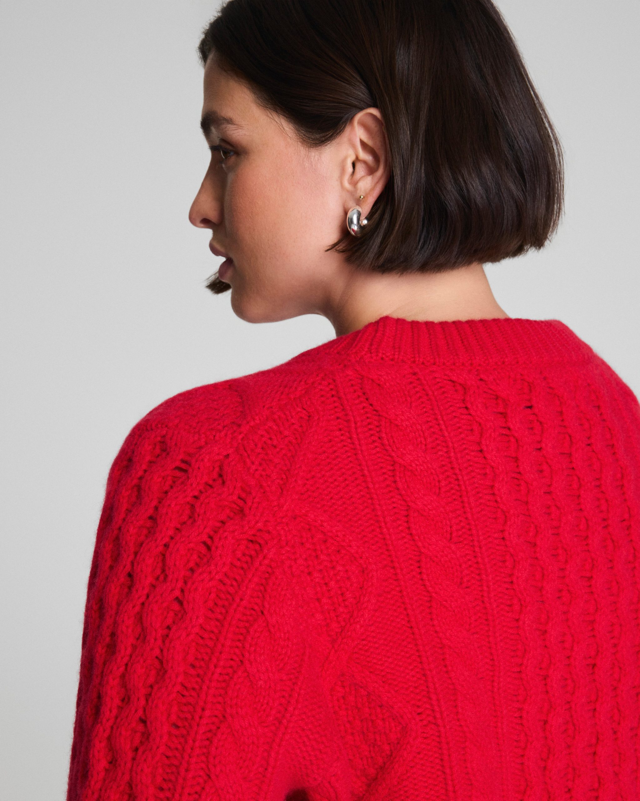La Ligne Cropped Cable Marin Sweater | SPANX? Red - Image 4