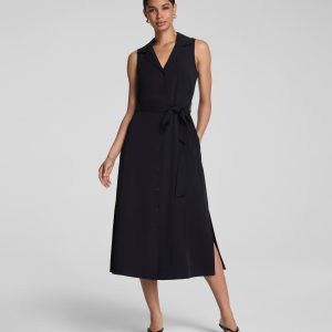 SPANX? CarryOn Belted Midi Shirt Dress | Classic Black