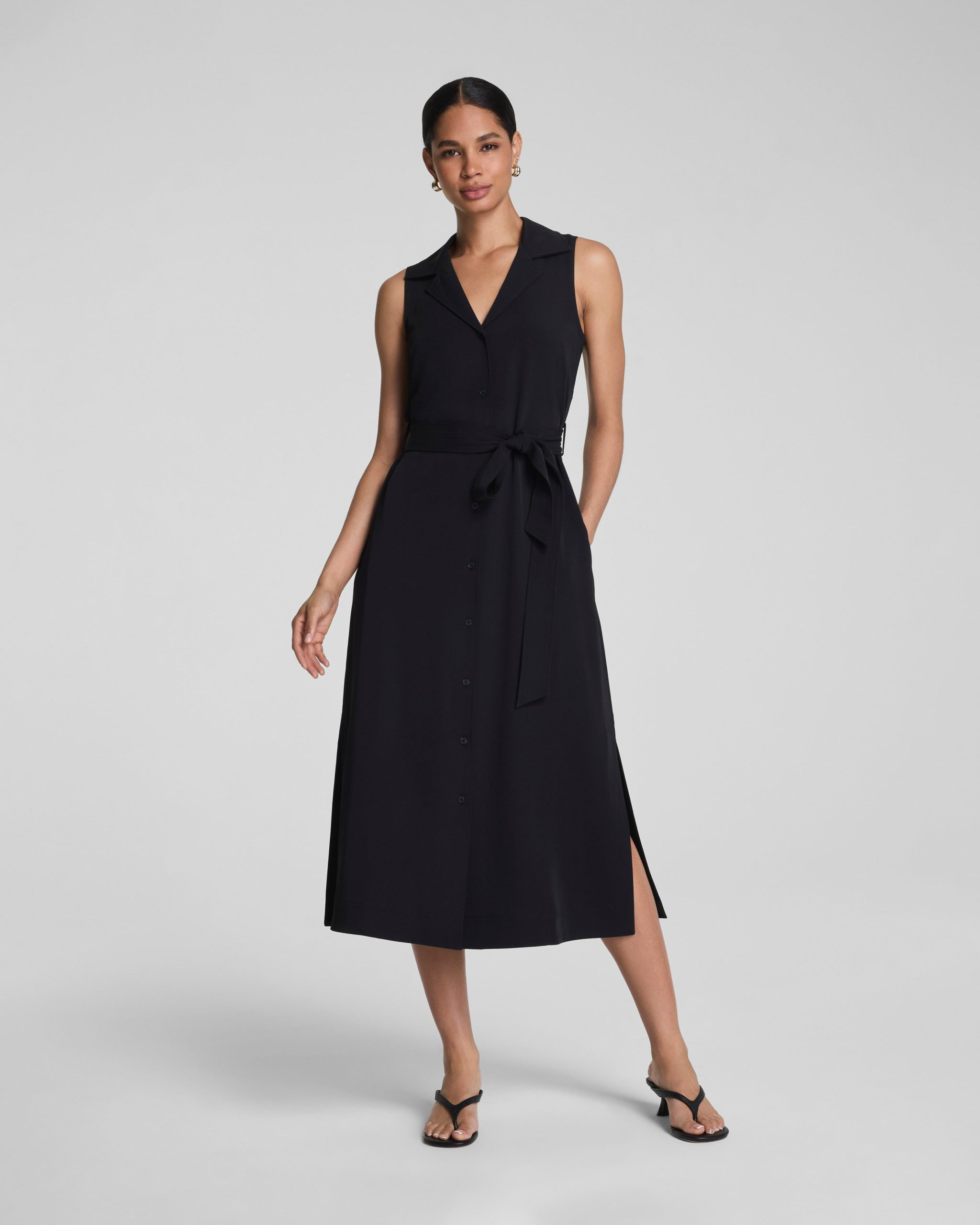 SPANX? CarryOn Belted Midi Shirt Dress | Classic Black