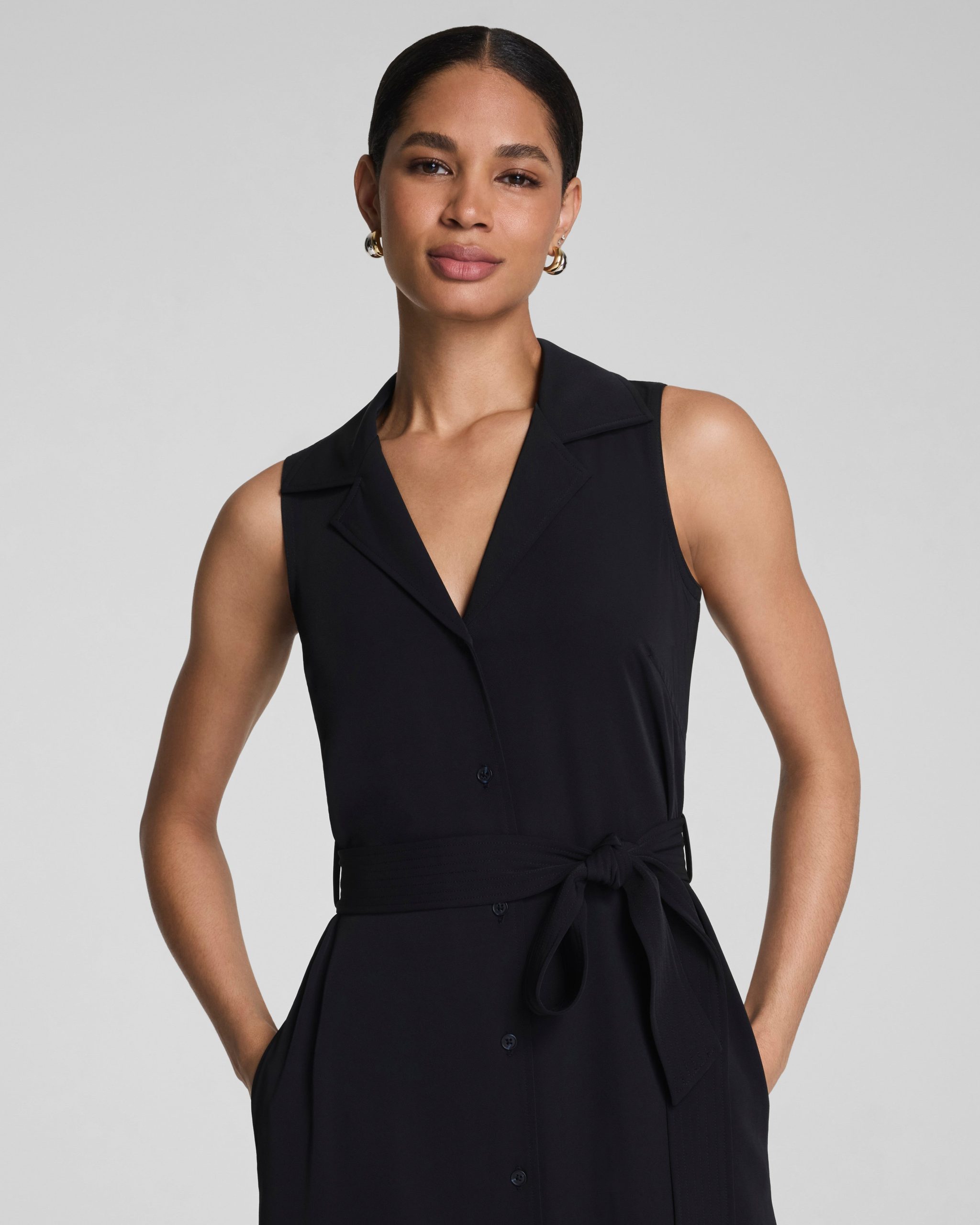 SPANX? CarryOn Belted Midi Shirt Dress | Classic Black - Image 3