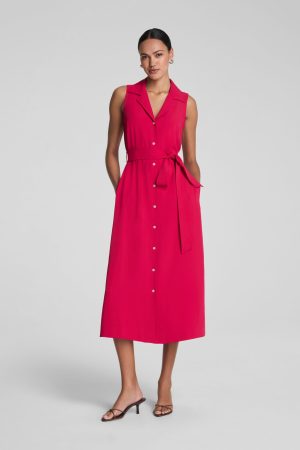 SPANX? CarryOn Belted Midi Shirt Dress | Fuchsia