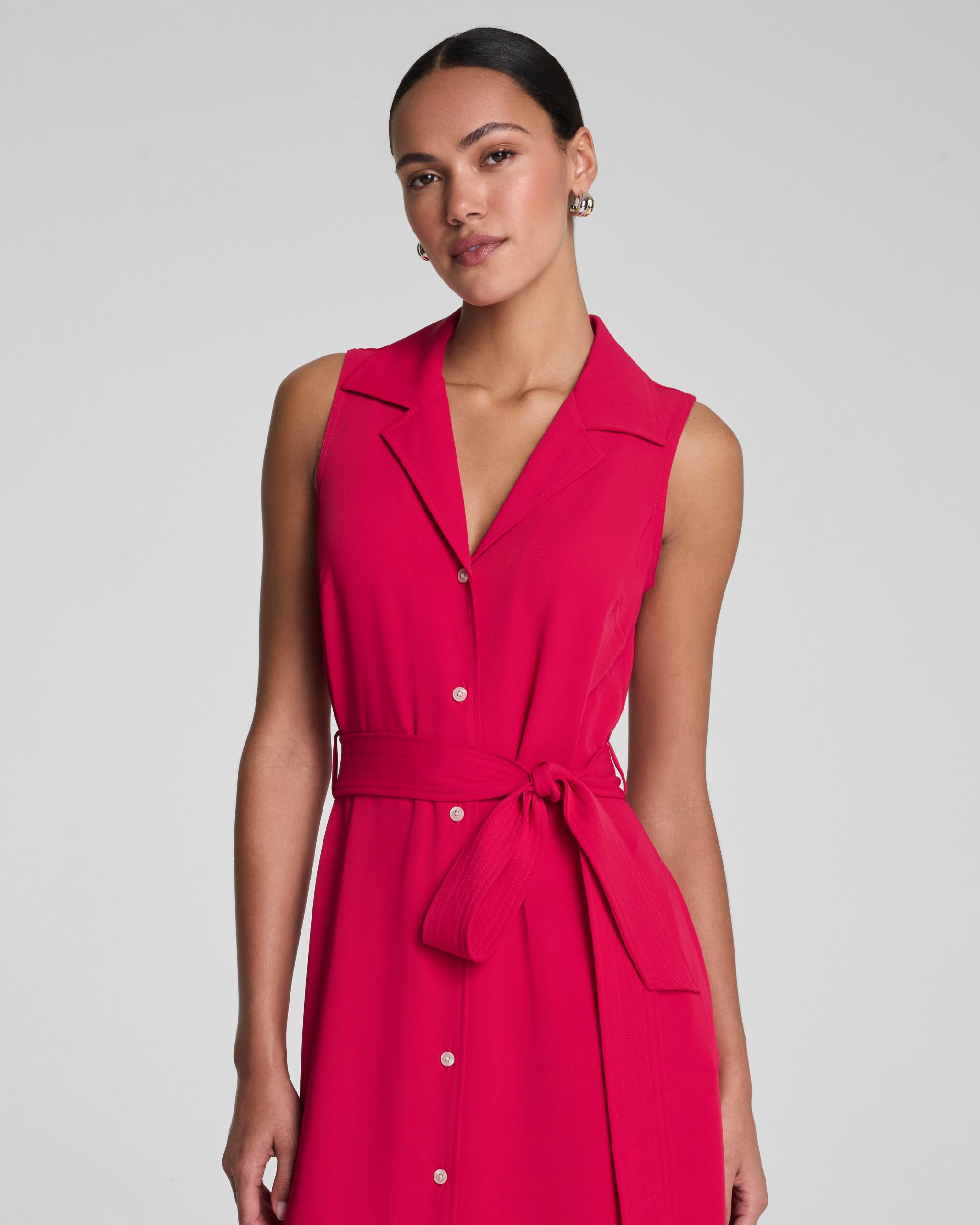 SPANX? CarryOn Belted Midi Shirt Dress | Fuchsia - Image 3