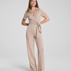 SPANX AirEssentials? Collared Tie-Waist Jumpsuit | Dune