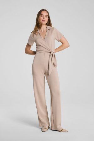 SPANX AirEssentials? Collared Tie-Waist Jumpsuit | Dune