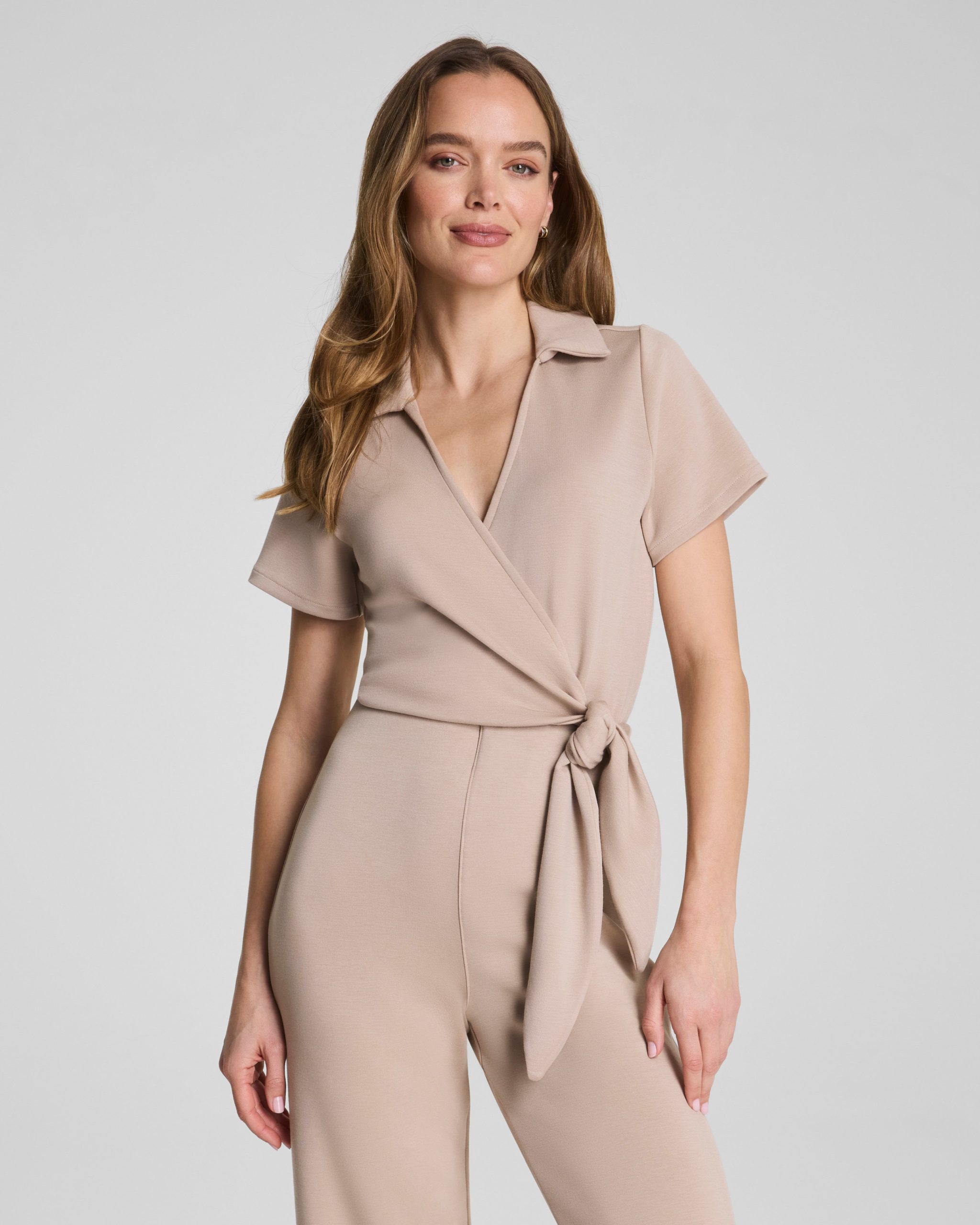 SPANX AirEssentials? Collared Tie-Waist Jumpsuit | Dune - Image 3