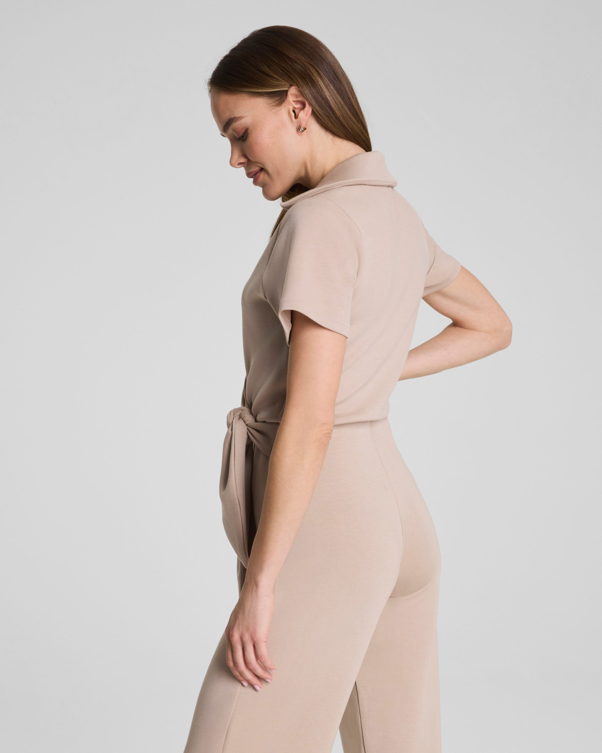SPANX AirEssentials? Collared Tie-Waist Jumpsuit | Dune - Image 4