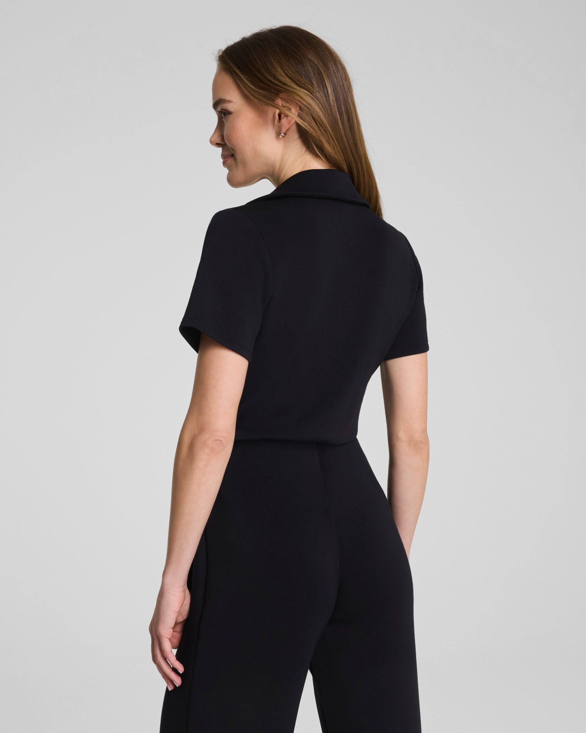 SPANX AirEssentials? Collared Tie-Waist Jumpsuit | Very Black - Image 4