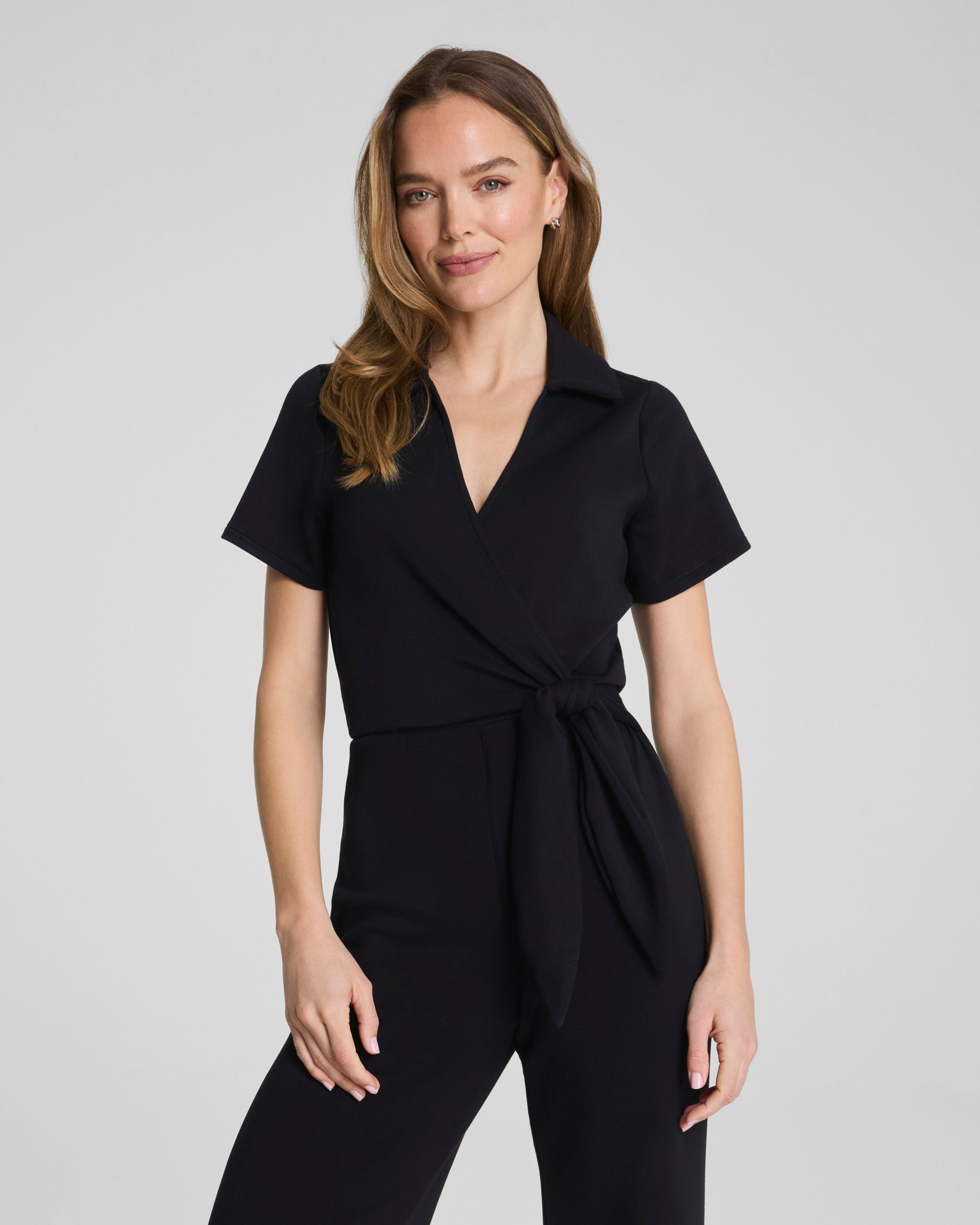 SPANX AirEssentials? Collared Tie-Waist Jumpsuit | Very Black - Image 3