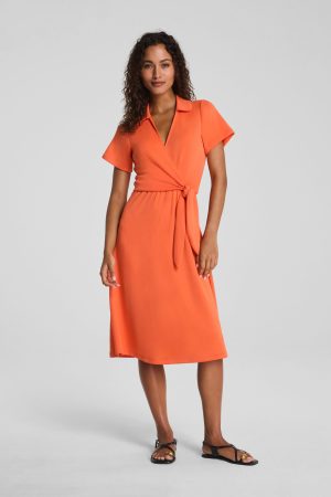 SPANX AirEssentials? Collared Tie-Waist Midi Dress | Sunset Coral