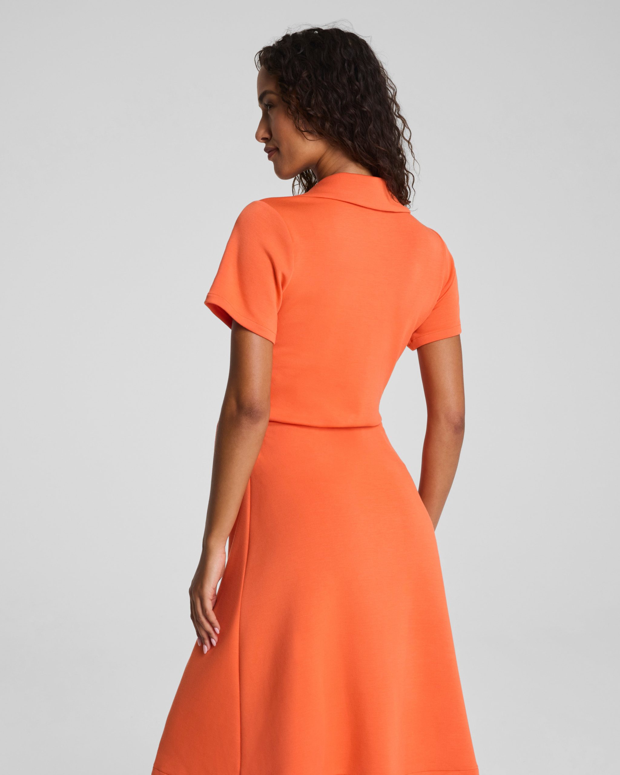 SPANX AirEssentials? Collared Tie-Waist Midi Dress | Sunset Coral - Image 4
