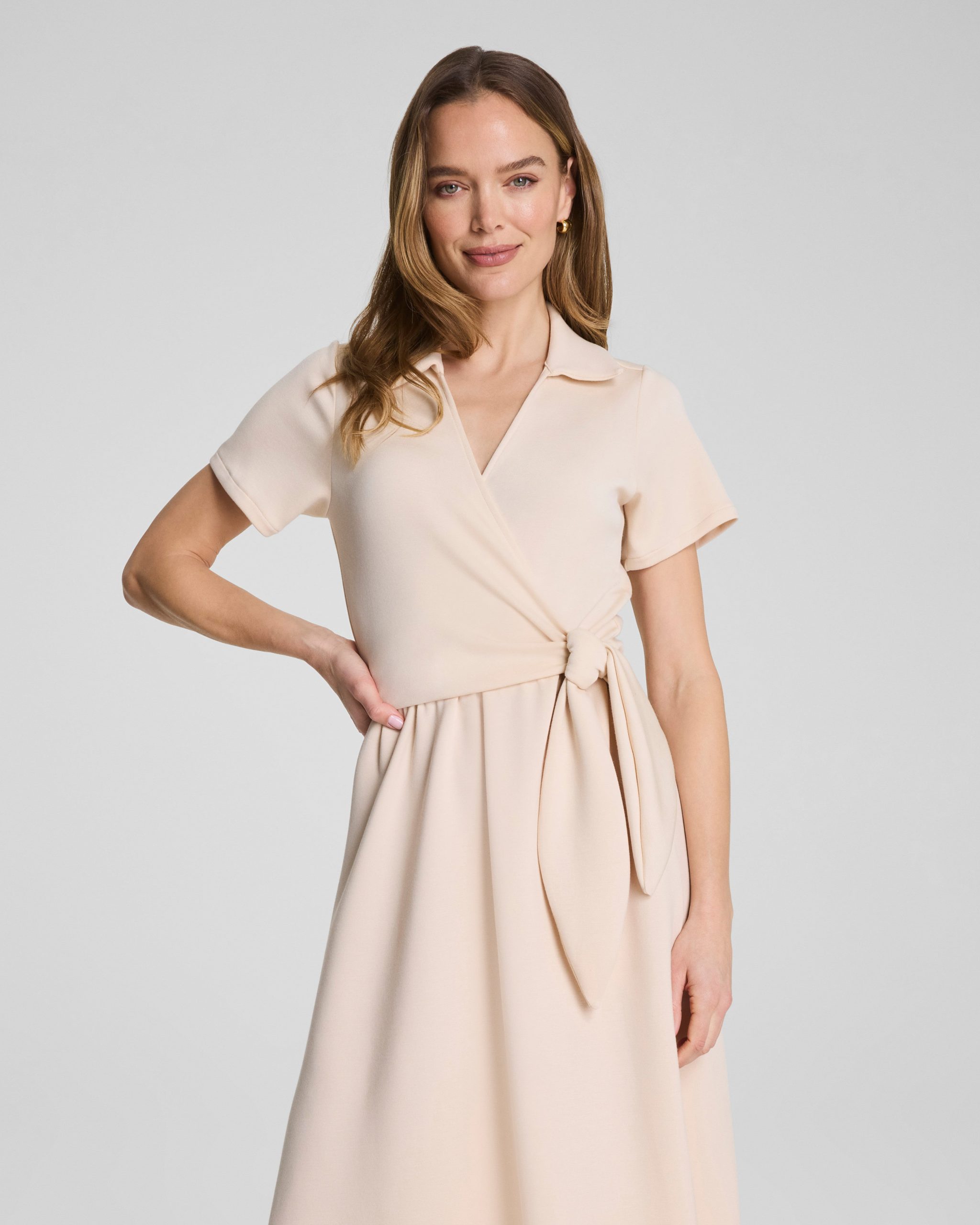 SPANX AirEssentials? Collared Tie-Waist Midi Dress | Toasted Coconut - Image 3